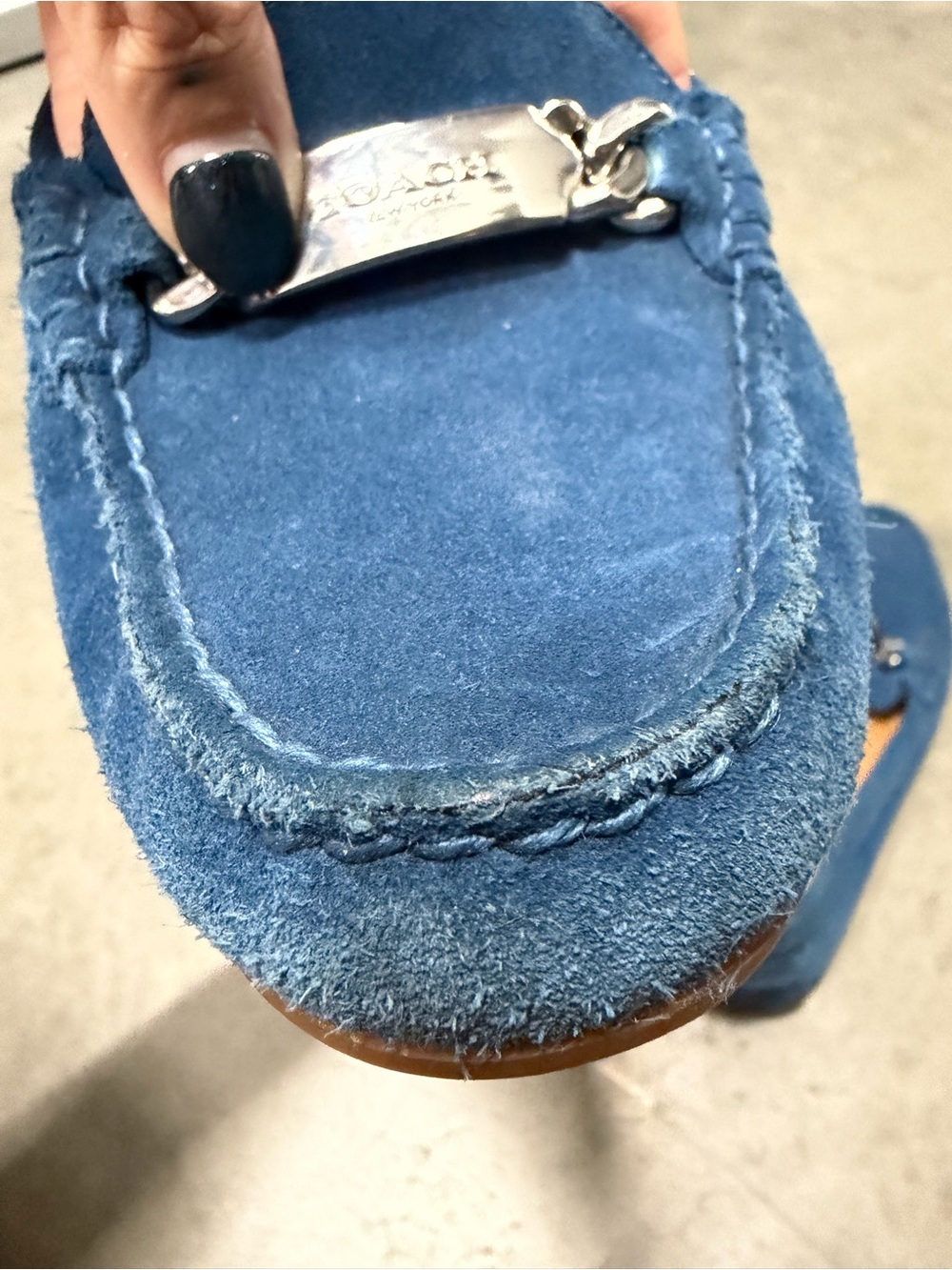Coach Women’s Blue Suede Driving Loafers Size US 8.5 - Picture 7 of 11
